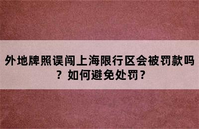 外地牌照误闯上海限行区会被罚款吗？如何避免处罚？