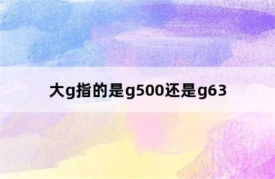 大g指的是g500还是g63