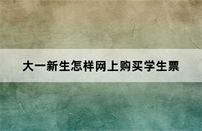 大一新生怎样网上购买学生票