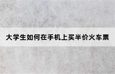 大学生如何在手机上买半价火车票