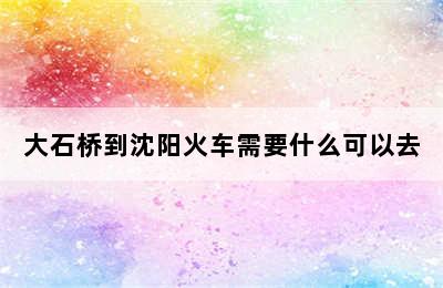 大石桥到沈阳火车需要什么可以去