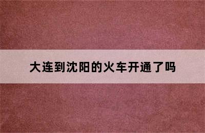 大连到沈阳的火车开通了吗