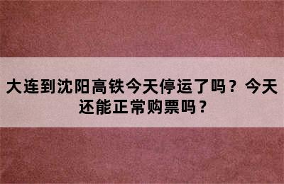 大连到沈阳高铁今天停运了吗？今天还能正常购票吗？