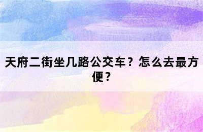 天府二街坐几路公交车？怎么去最方便？