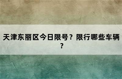 天津东丽区今日限号？限行哪些车辆？