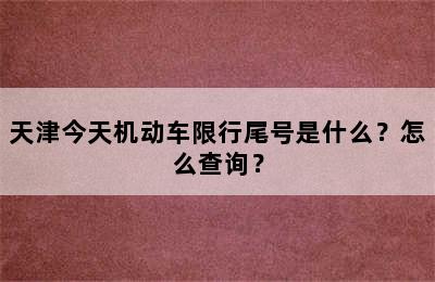 天津今天机动车限行尾号是什么？怎么查询？