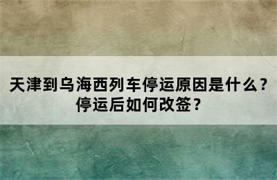 天津到乌海西列车停运原因是什么？停运后如何改签？