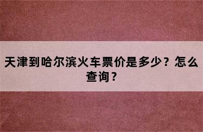 天津到哈尔滨火车票价是多少？怎么查询？