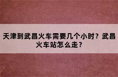 天津到武昌火车需要几个小时？武昌火车站怎么走？
