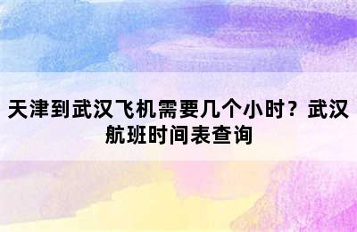 天津到武汉飞机需要几个小时？武汉航班时间表查询