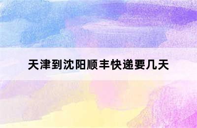 天津到沈阳顺丰快递要几天