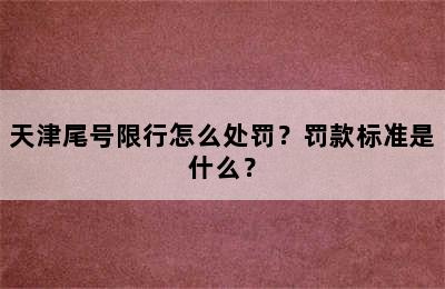 天津尾号限行怎么处罚？罚款标准是什么？