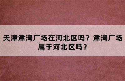 天津津湾广场在河北区吗？津湾广场属于河北区吗？