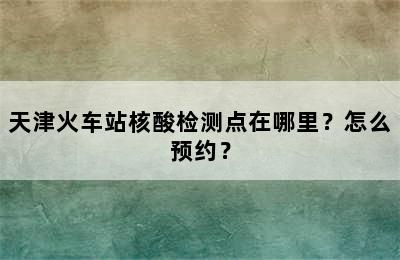 天津火车站核酸检测点在哪里？怎么预约？