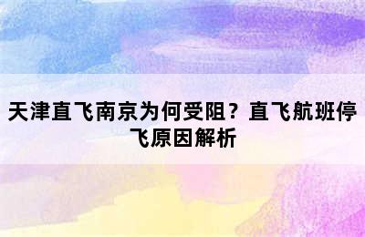 天津直飞南京为何受阻？直飞航班停飞原因解析