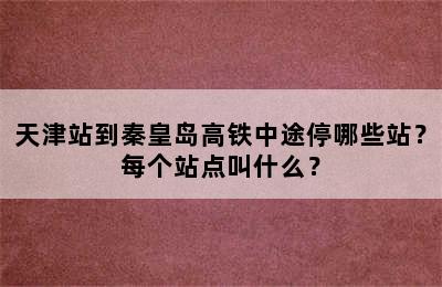 天津站到秦皇岛高铁中途停哪些站？每个站点叫什么？