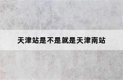 天津站是不是就是天津南站