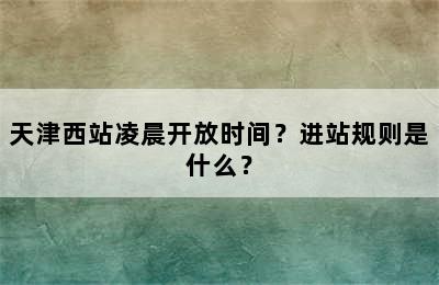 天津西站凌晨开放时间？进站规则是什么？
