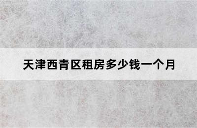 天津西青区租房多少钱一个月
