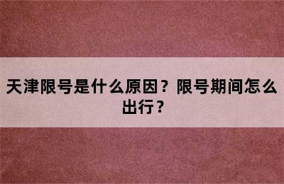 天津限号是什么原因？限号期间怎么出行？