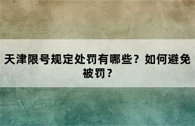 天津限号规定处罚有哪些？如何避免被罚？