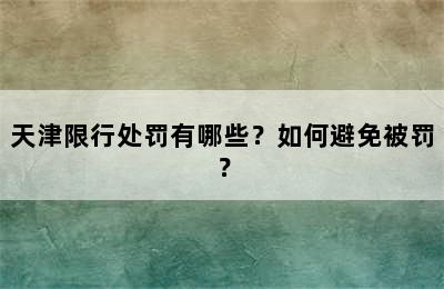天津限行处罚有哪些？如何避免被罚？