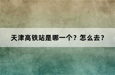 天津高铁站是哪一个？怎么去？