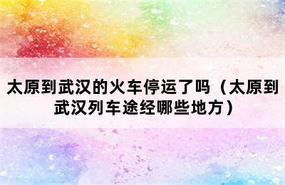 太原到武汉的火车停运了吗（太原到武汉列车途经哪些地方）