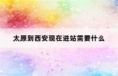 太原到西安现在进站需要什么