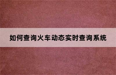 如何查询火车动态实时查询系统