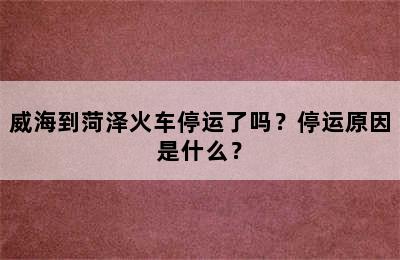 威海到菏泽火车停运了吗？停运原因是什么？