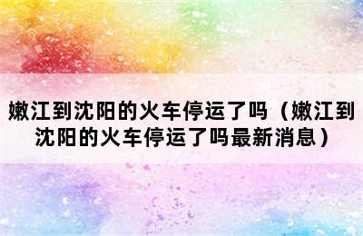 嫩江到沈阳的火车停运了吗（嫩江到沈阳的火车停运了吗最新消息）