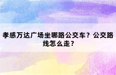 孝感万达广场坐哪路公交车？公交路线怎么走？