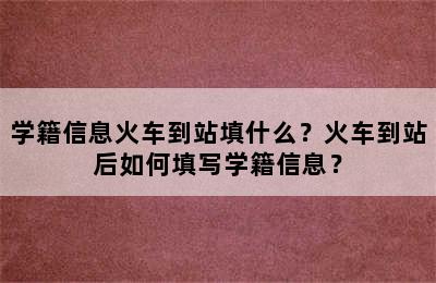 学籍信息火车到站填什么？火车到站后如何填写学籍信息？
