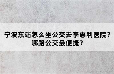 宁波东站怎么坐公交去李惠利医院？哪路公交最便捷？