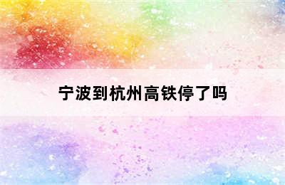 宁波到杭州高铁停了吗