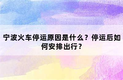 宁波火车停运原因是什么？停运后如何安排出行？