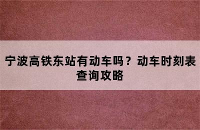 宁波高铁东站有动车吗？动车时刻表查询攻略