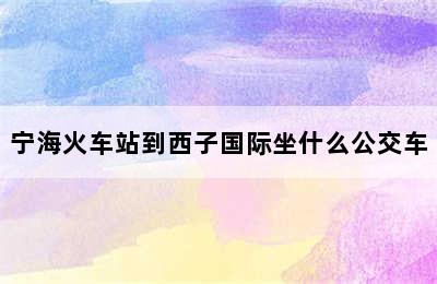 宁海火车站到西子国际坐什么公交车