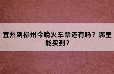 宜州到柳州今晚火车票还有吗？哪里能买到？