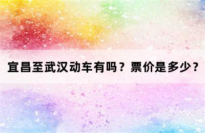 宜昌至武汉动车有吗？票价是多少？