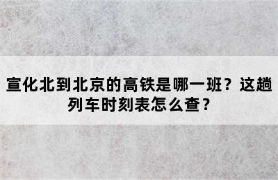宣化北到北京的高铁是哪一班？这趟列车时刻表怎么查？