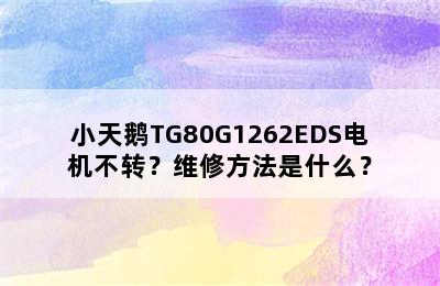 小天鹅TG80G1262EDS电机不转？维修方法是什么？