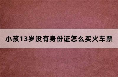 小孩13岁没有身份证怎么买火车票