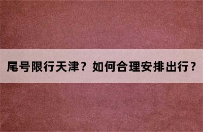 尾号限行天津？如何合理安排出行？