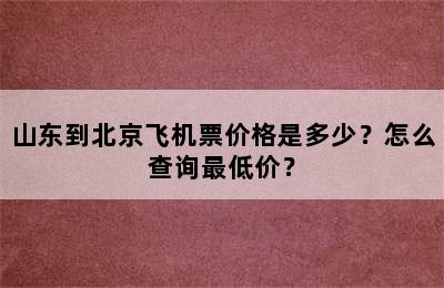 山东到北京飞机票价格是多少？怎么查询最低价？