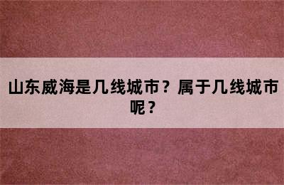 山东威海是几线城市？属于几线城市呢？