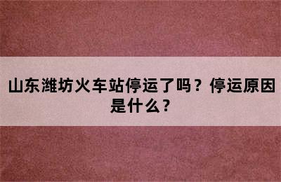 山东潍坊火车站停运了吗？停运原因是什么？