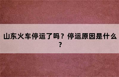 山东火车停运了吗？停运原因是什么？