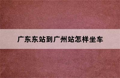 广东东站到广州站怎样坐车